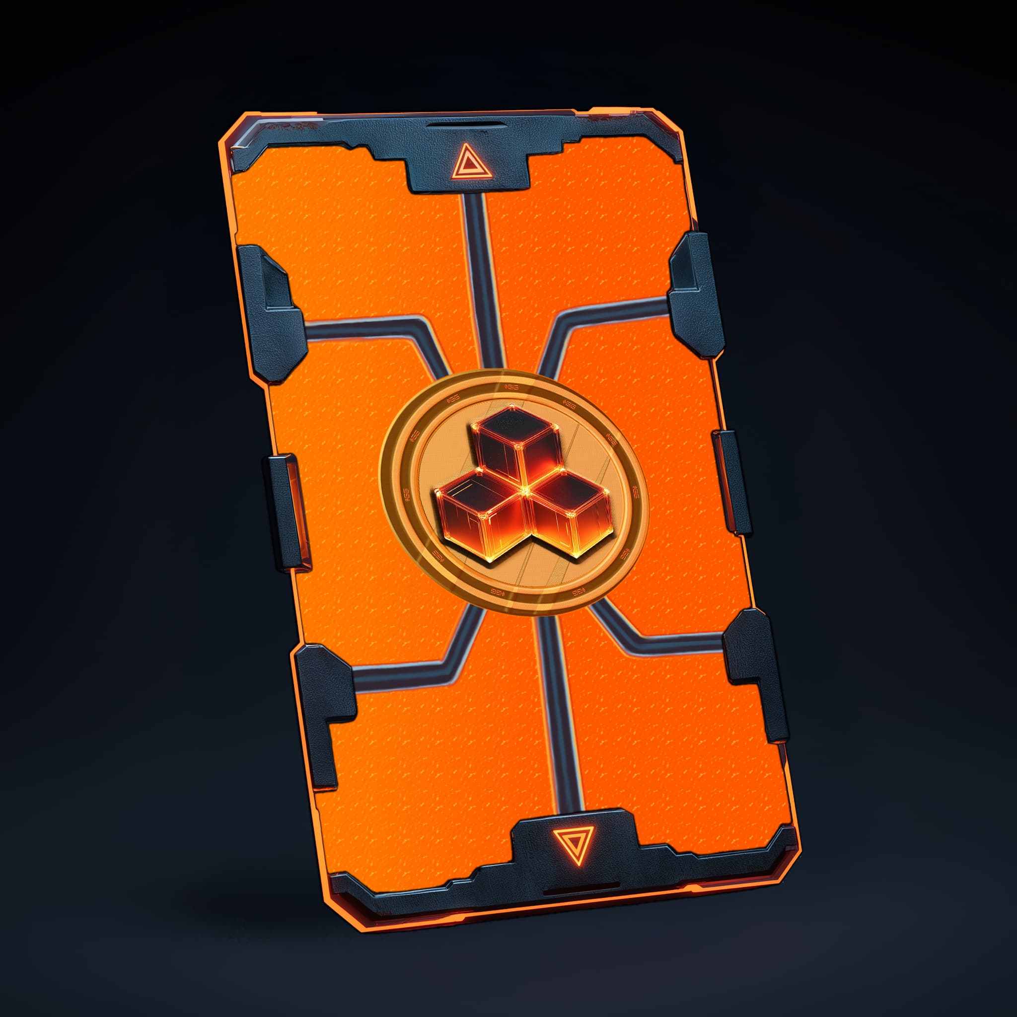 Orange and black GG Portal Pass featuring the GG token emblem